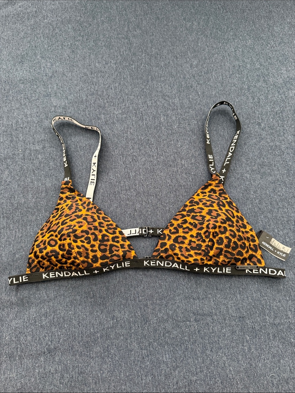 Kendall & Kylie Leopard Print Triangle Bralette in Orange and Black